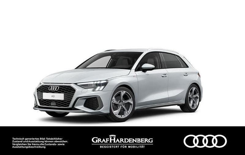 Gletscherweiß metallic Gebraucht 2024 Audi A3 Sportback S-Line Limousine | 35.980 € (Fairer Preis) - Bild 1/3