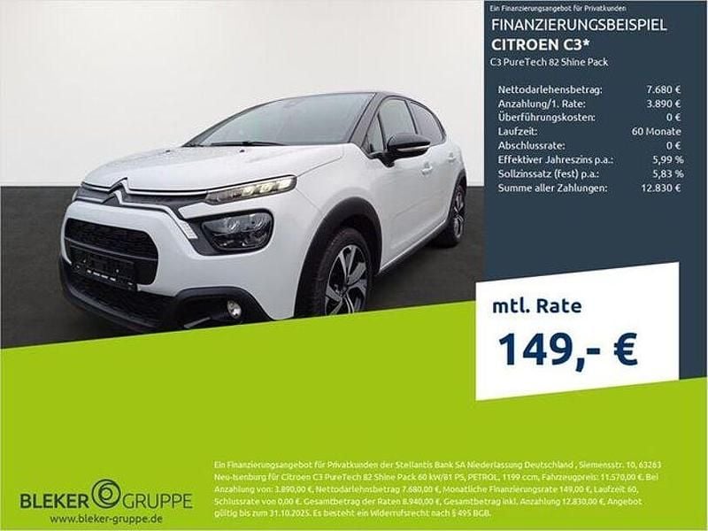 Weiß Gebraucht 2022 Citroën C3 PureTech Kleinwagen | 10.880 € (Guter Preis) - Bild 1/3