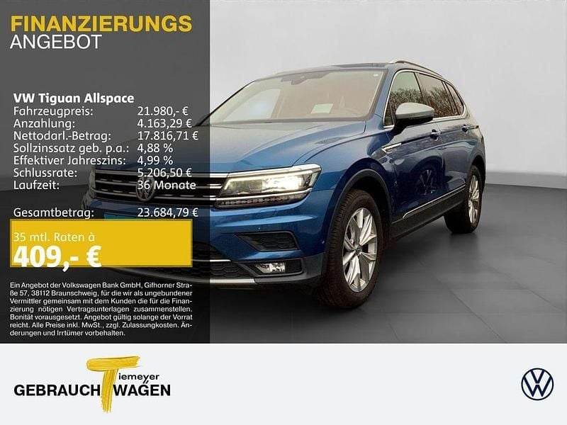 Blau Gebraucht 2018 VW Tiguan Allspace Highline SUV | 21.980 € (Fairer Preis) - Bild 1/4