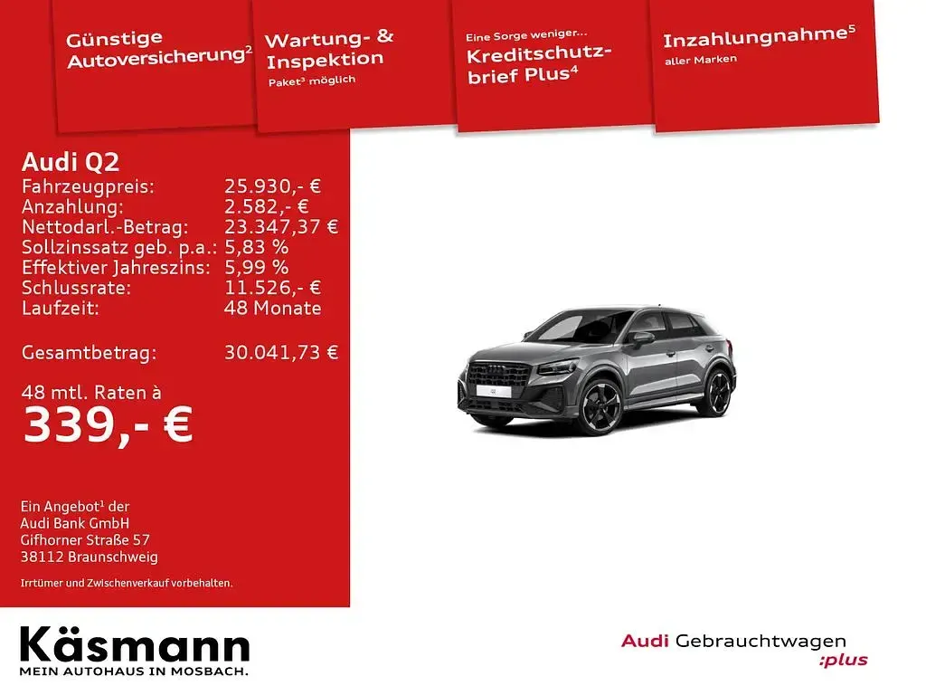 Gebraucht Audi Q2 S-Line 150 PS (110 kW) 2022 Daytonagrau perleffekt (metallic) SUV