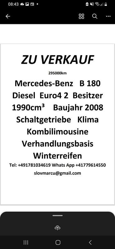 Gebraucht Mercedes B180 2008 Schwarz Van / Kleinbus