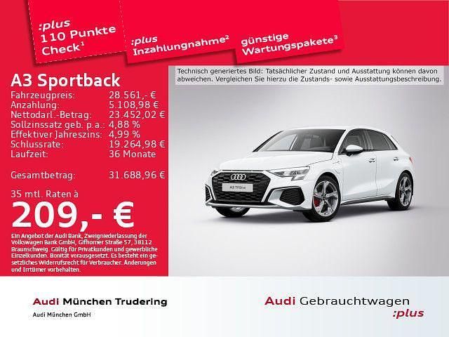 Gletscherweiß metallic Gebraucht 2022 Audi A3 Sportback e-tron S-Line Limousine | 28.561 € (Fairer Preis) - Bild 1/2