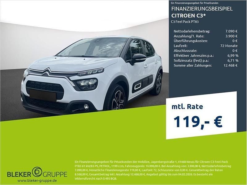 Lack weiss banquise/deckende lackierung Gebraucht 2022 Citroën C3 Feel Kleinwagen | 9.780 € (Guter Preis) - Bild 1/3