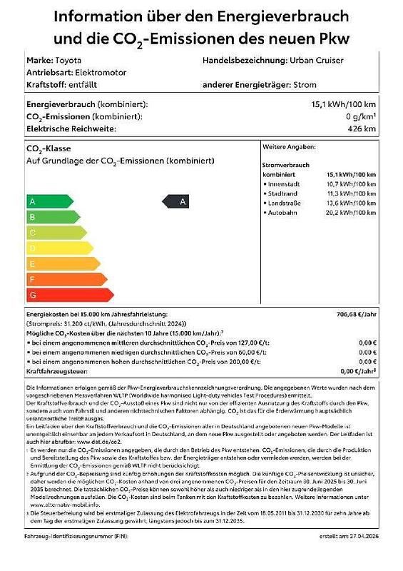 Neu Toyota Urban Cruiser Lounge 127 kW (174 PS) 2026 Grandeur grey metallic SUV