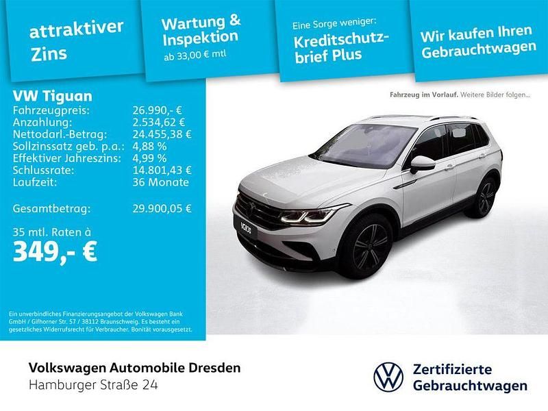 Weiß Gebraucht 2021 VW Tiguan Elegance SUV | 26.990 € (Fairer Preis) - Bild 1/4