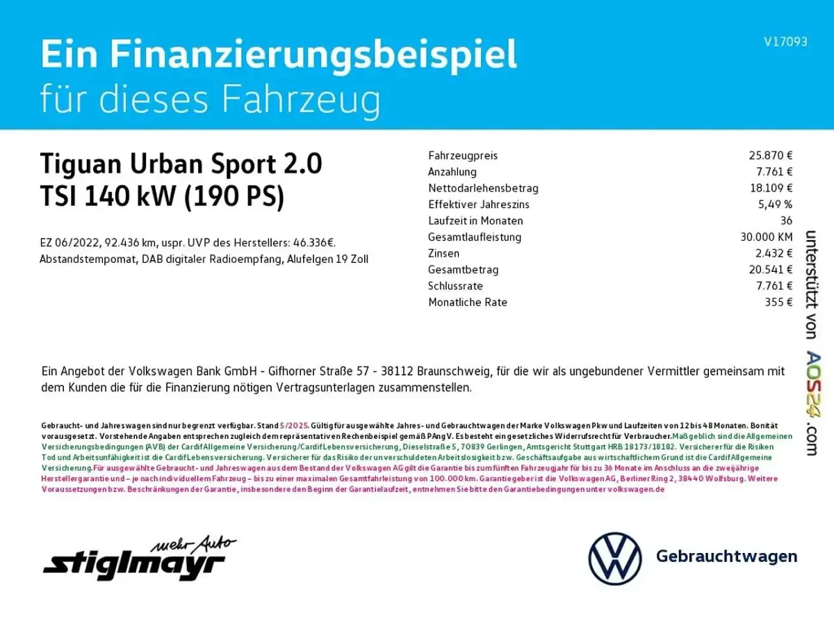 Gebraucht VW Tiguan Sportline 190 PS (139 kW) 2022 Delfingrau metallic SUV