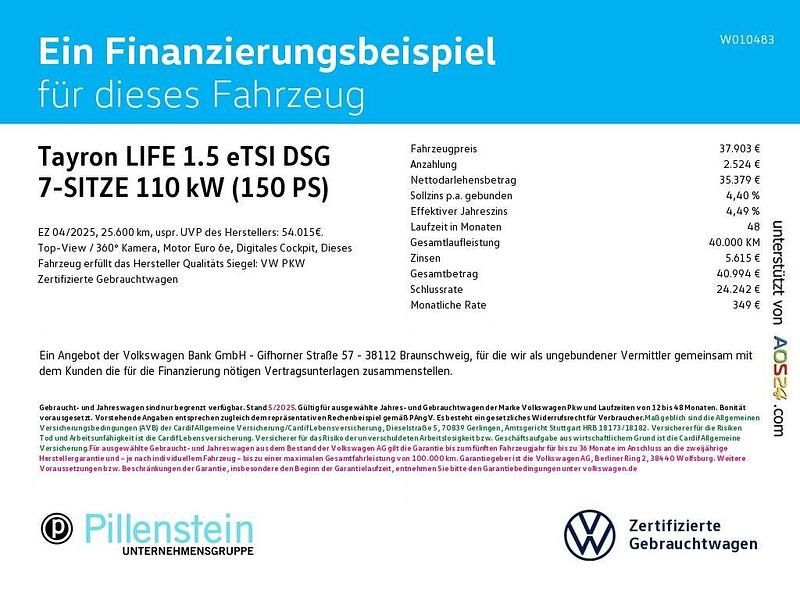 Gebraucht VW Tayron Life 150 PS (110 kW) 2025 Schwarz SUV