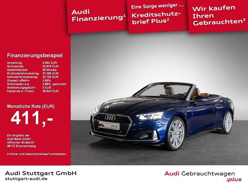 Navarrablau metallic Gebraucht 2022 Audi A5 Cabriolet Advanced Cabrio | 36.840 € (Fairer Preis) - Bild 1/2
