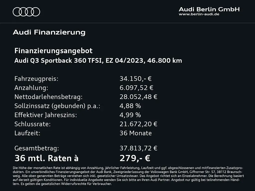 Usata Audi Q3 Sportback Ambiente 190 CV (139 kW) 2023 Argento SUV