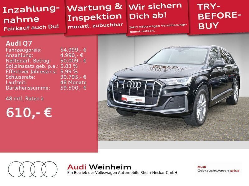 Schwarz Gebraucht 2022 Audi Q7 S-Line SUV | 57.799 € (Superpreis) - Bild 1/2