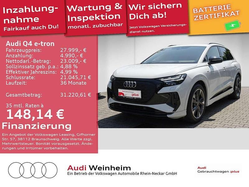 Gletscherweiß metallic Gebraucht 2021 Audi Q4 e-tron S-Line SUV | 27.999 € (Fairer Preis) - Bild 1/3