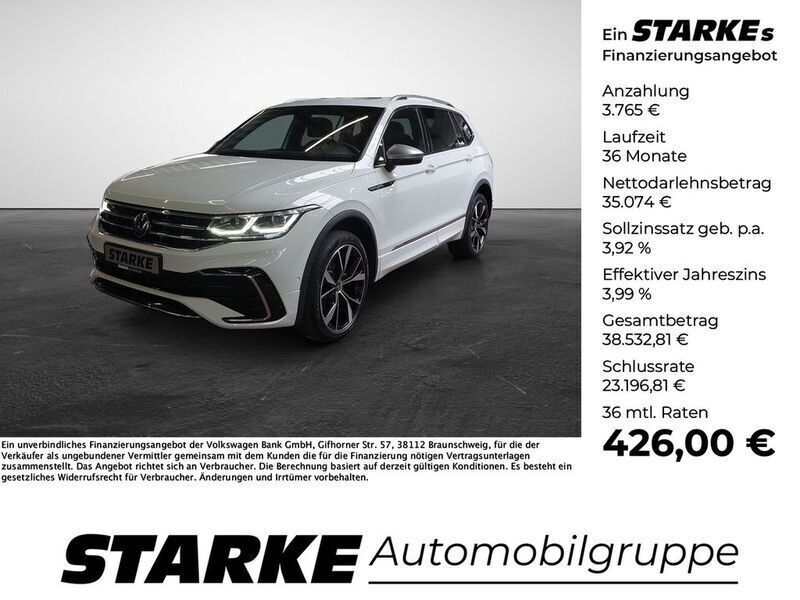 Schwarz (deep black perleffekt) Gebraucht 2022 VW Tiguan Allspace R-line SUV | 38.440 € (Fairer Preis) - Bild 1/4