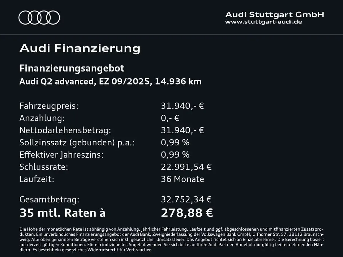 Gebraucht Audi Q2 Advanced Plus 150 PS (110 kW) 2025 Navarrablau metallic SUV