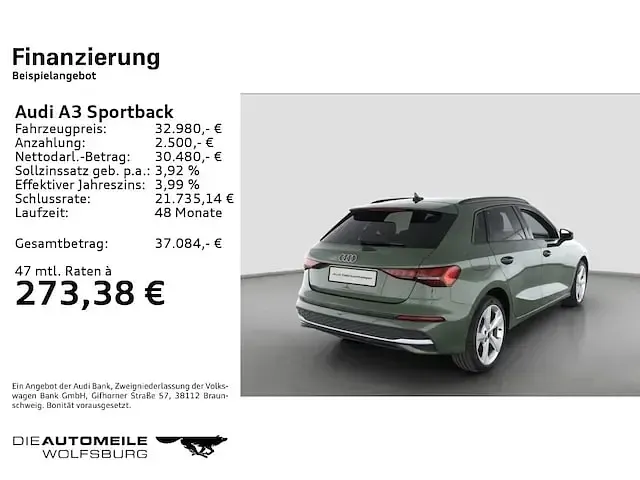 Gebraucht Audi A3 Sportback e-tron Comfort 204 PS (150 kW) 2026 Distriktgrün metallic Kleinwagen