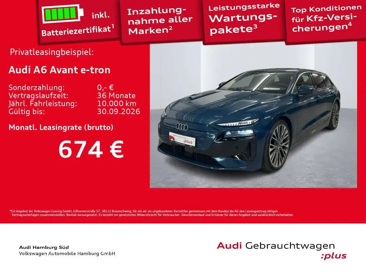 Gebraucht Audi A6 e-tron S-Line 269 kW (367 PS) 2025 Malpeloblau metallic Kombi
