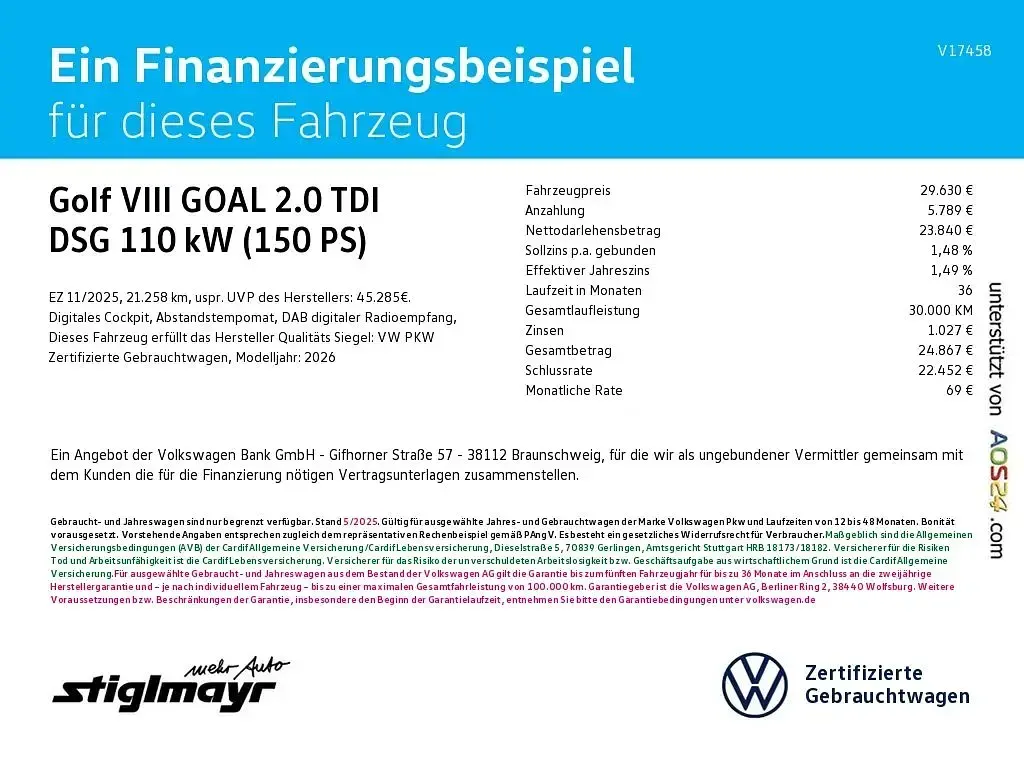Gebraucht VW Golf VIII Goal 150 PS (110 kW) 2025 Grau Limousine