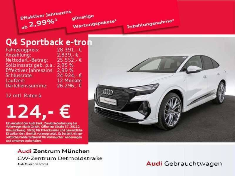 Gletscherweiß metallic Gebraucht 2022 Audi Q4 e-tron S-Line SUV | 28.939 € (Teuer) - Bild 1/2