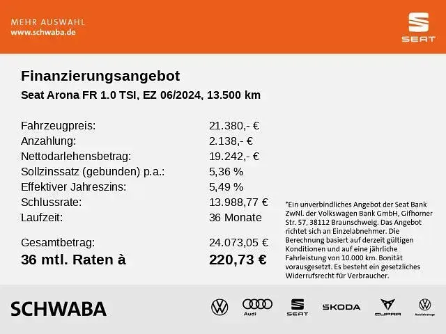 Gebraucht Seat Arona FR 116 PS (85 kW) 2024 Nevada weiß SUV