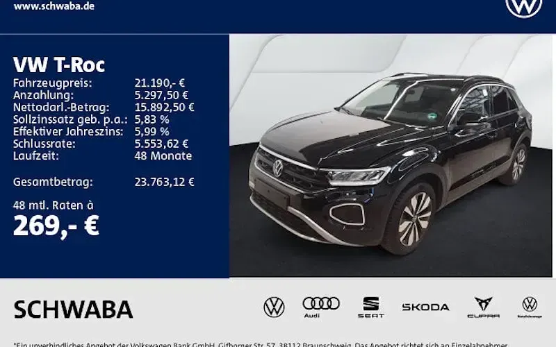 Gebraucht VW T-Roc Life 116 PS (85 kW) 2025 Schwarz SUV