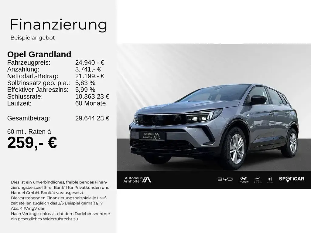 Gebraucht Opel Grandland X 136 PS (100 kW) 2024 Lack grau artense/metallic kla SUV
