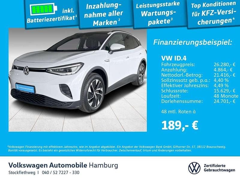 2y gletscherweiß metallic Gebraucht 2022 VW ID.4 Pro SUV | 26.280 € (Guter Preis) - Bild 1/4