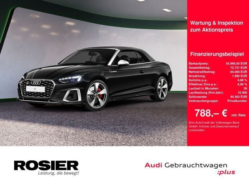 Mythosschwarz metallic Gebraucht 2024 Audi S5 Cabriolet Ambiente Cabrio | 65.990 € (Teuer) - Bild 1/4