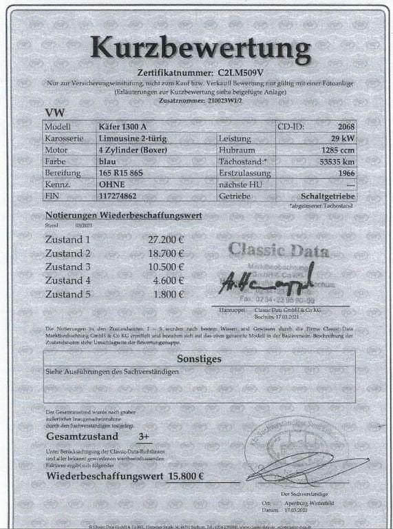 Gebraucht VW Käfer 39 PS (28 kW) 1967 Blau Limousine