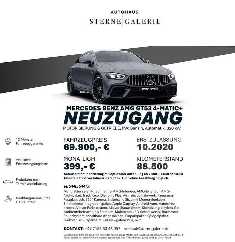 Grau Gebraucht 2020 Mercedes AMG GT 53 AMG Coupé | 69.900 € (Superpreis) - Bild 1/1