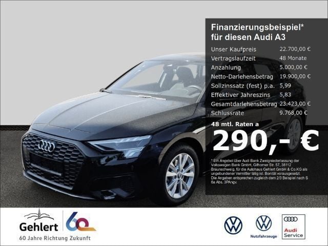Schwarz Gebraucht 2021 Audi A3 Sportback Basis Limousine | 22.700 € (Guter Preis) - Bild 1/4