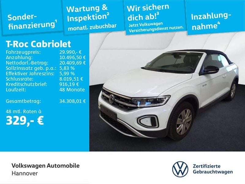 Weiß Gebraucht 2025 VW T-Roc Cabriolet Goal Cabrio | 29.990 € (Superpreis) - Bild 1/3