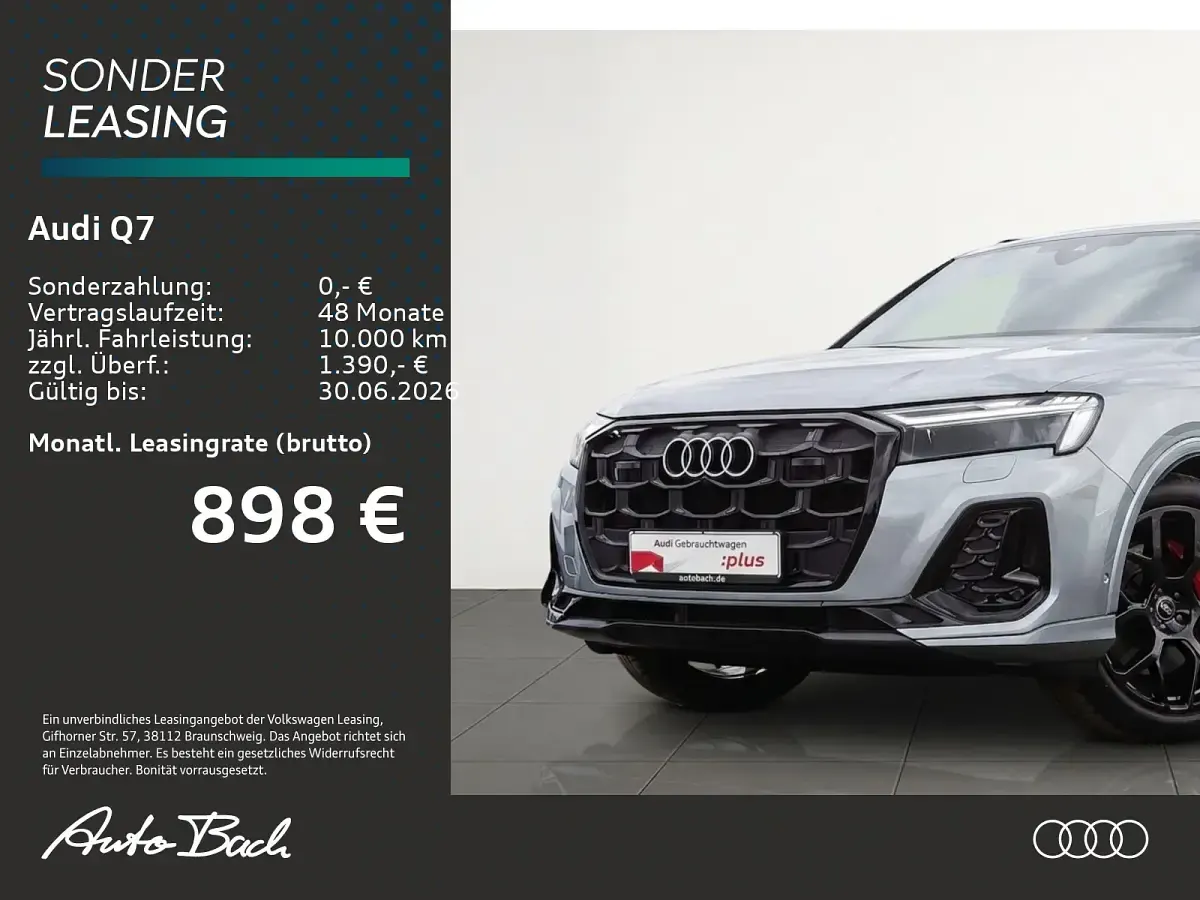 Neu Audi Q7 S-Line 286 PS (210 kW) 2026 Satellitsilber metallic SUV