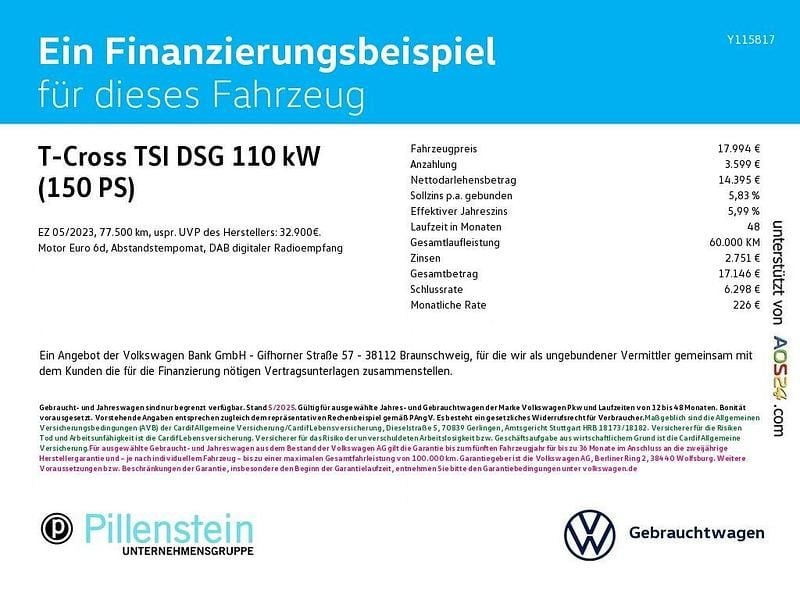 Gebraucht VW T-Cross 150 PS (110 kW) 2023 Schwarz SUV