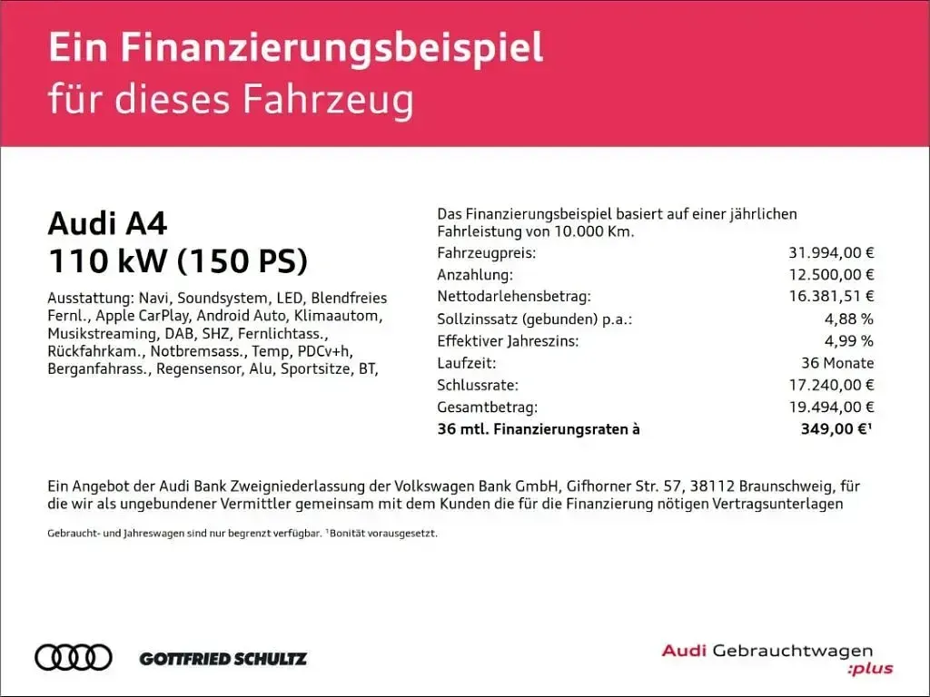 Gebraucht Audi A4 Basis 150 PS (110 kW) 2023 Weiss Kombi