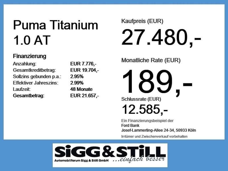 Nowe Ford Puma Titanium 125 KM (91 kW) 2026 Niebieski SUV