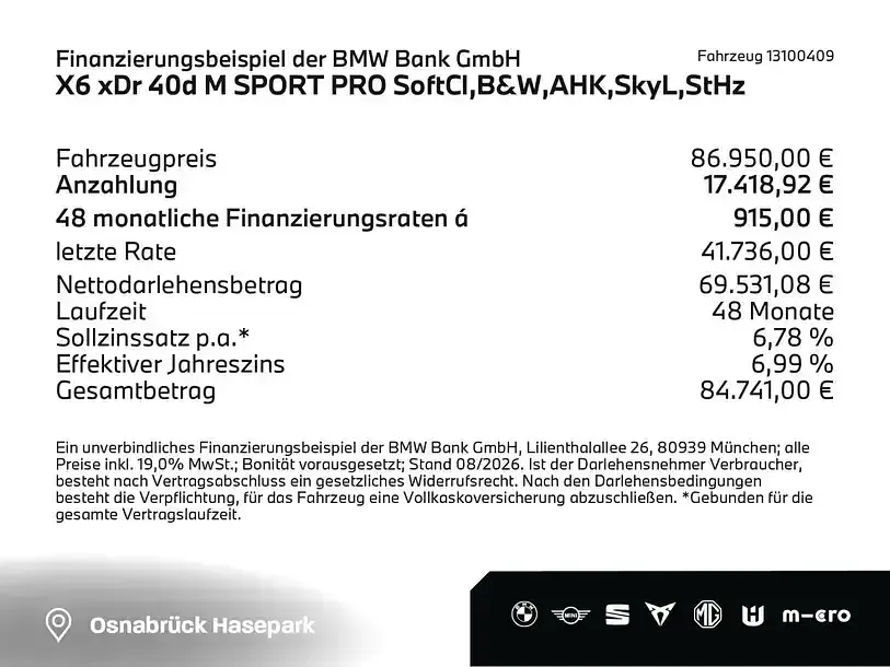 Gebraucht BMW X6 M Sport 340 PS (250 kW) 2025 Rot SUV