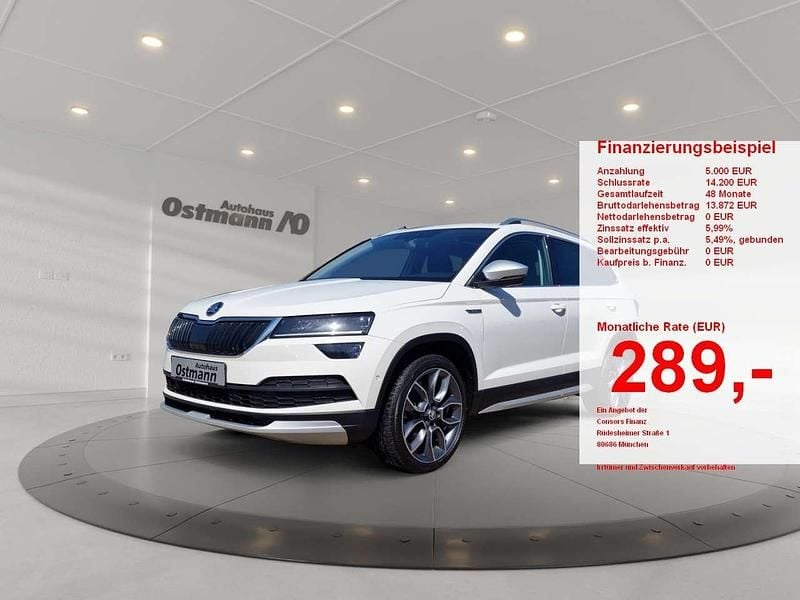 Candy weiss met. Gebraucht 2021 Skoda Karoq SUV | 24.660 € (Guter Preis) - Bild 1/4