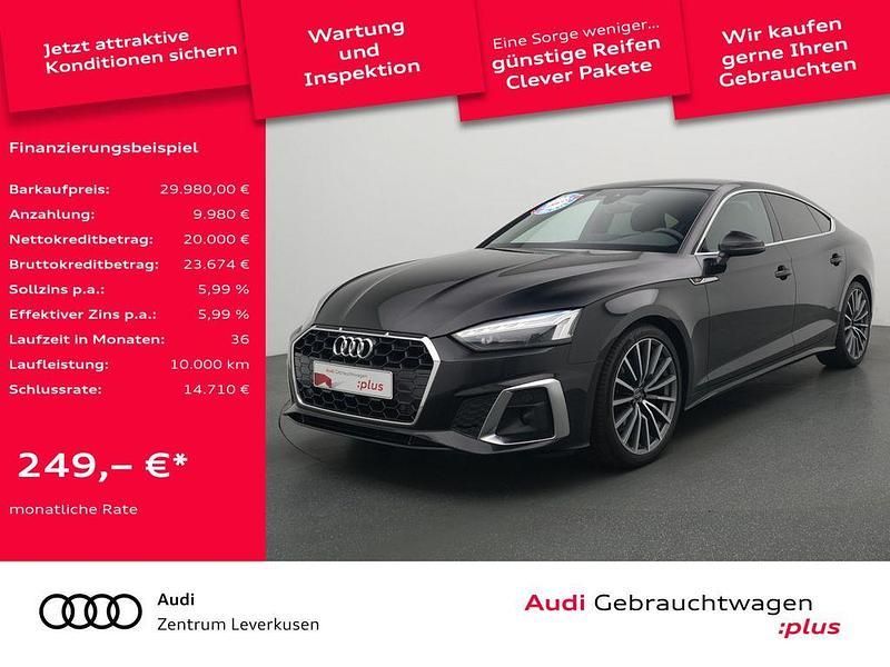 Mythosschwarz Gebraucht 2022 Audi A5 Sportback Sport Kleinwagen | 33.480 € (Teuer) - Bild 1/4