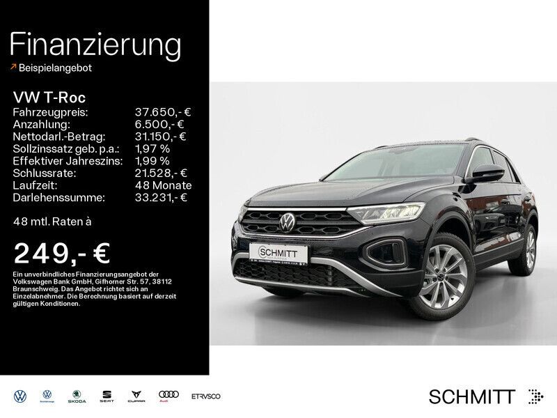 Schwarz Gebraucht 2022 VW T-Roc Life SUV | 37.650 € - Bild 1/4