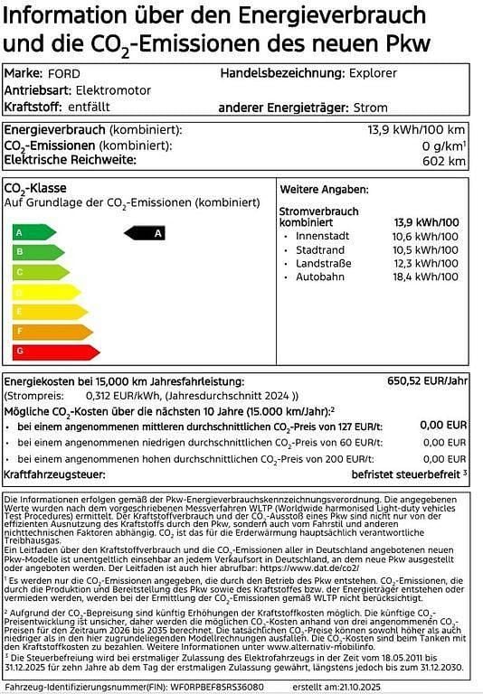 Blue my mind metallic Neu 2025 Ford Explorer Extended Range SUV | 42.850 € - Bild 1/1