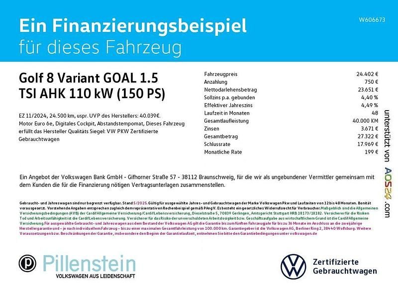 Gebraucht VW Golf VIII Goal 150 PS (110 kW) 2024 Weiß Kombi