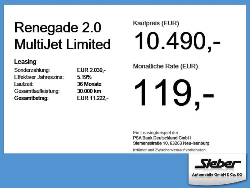 Gebraucht Jeep Renegade Limited 140 PS (102 kW) 2017 Weiß SUV
