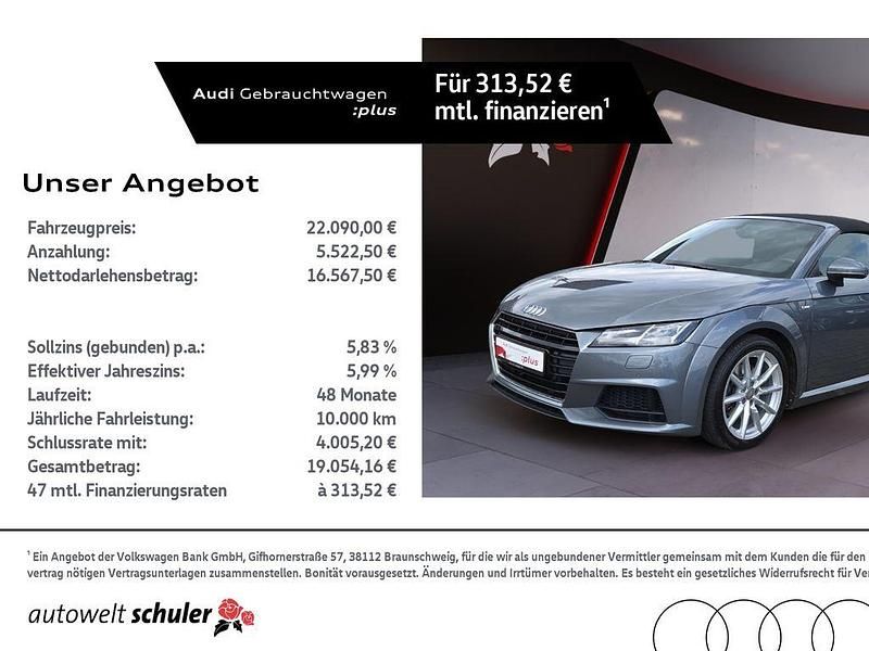 Monsungrau metallic Gebraucht 2018 Audi TT Roadster Design Cabrio | 22.090 € (Superpreis) - Bild 1/4