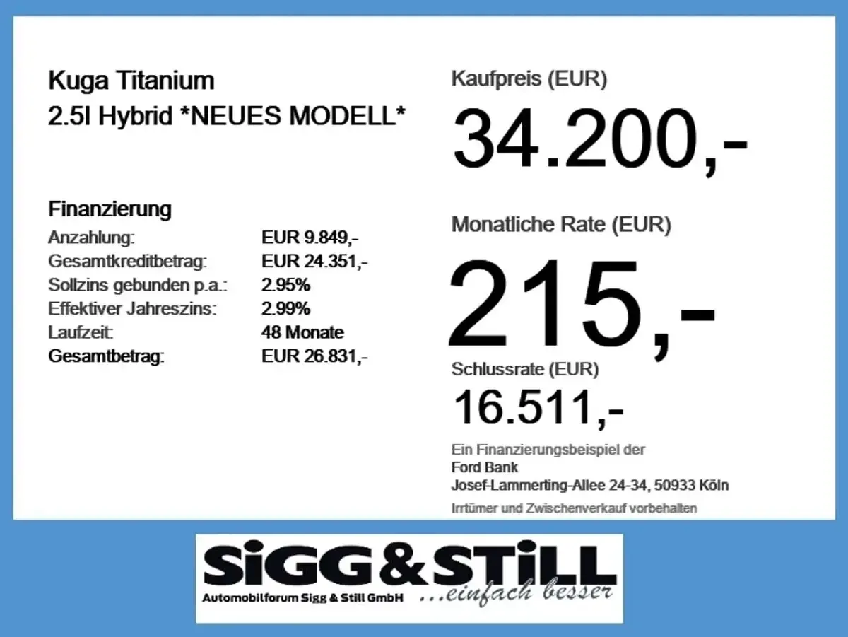 Neu Ford Kuga Titanium 179 PS (131 kW) 2026 Solar silver SUV