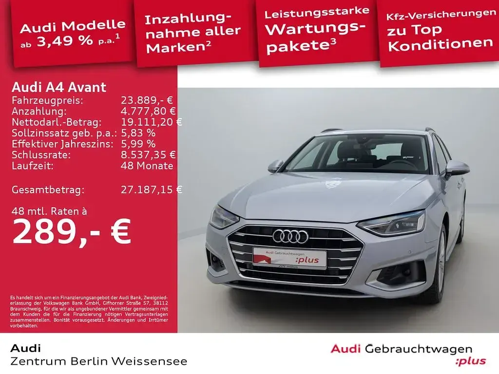 Gebraucht Audi A4 Advanced 163 PS (119 kW) 2023 Florettsilber metallic Kombi
