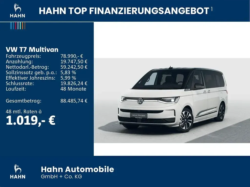 Neu VW Multivan Edition 245 PS (180 kW) 2026 Candyweiß grenadillschwarz me Van / Kleinbus