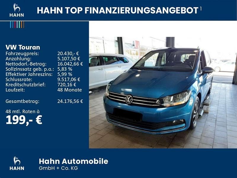 Gebraucht VW Touran Active 150 PS (110 kW) 2021 Caribbean blue metallic Van / Kleinbus