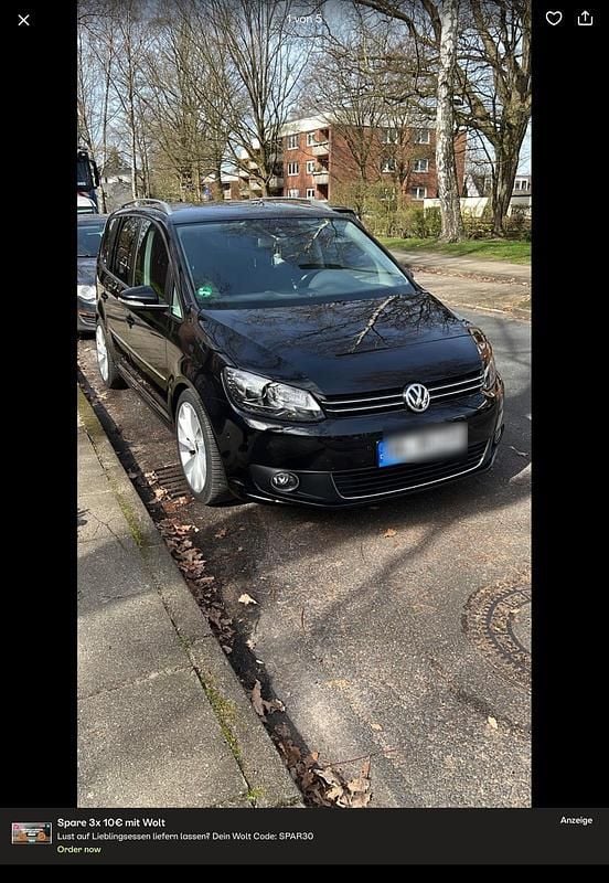 Schwarz Gebraucht 2014 VW Touran Highline Van / Kleinbus | 13.750 € (Etwas zu teuer) - Bild 1/4