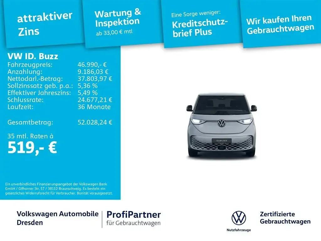 Gebraucht VW ID. Buzz Pro 210 kW (286 PS) 2024 Monosilber metallic Van / Kleinbus