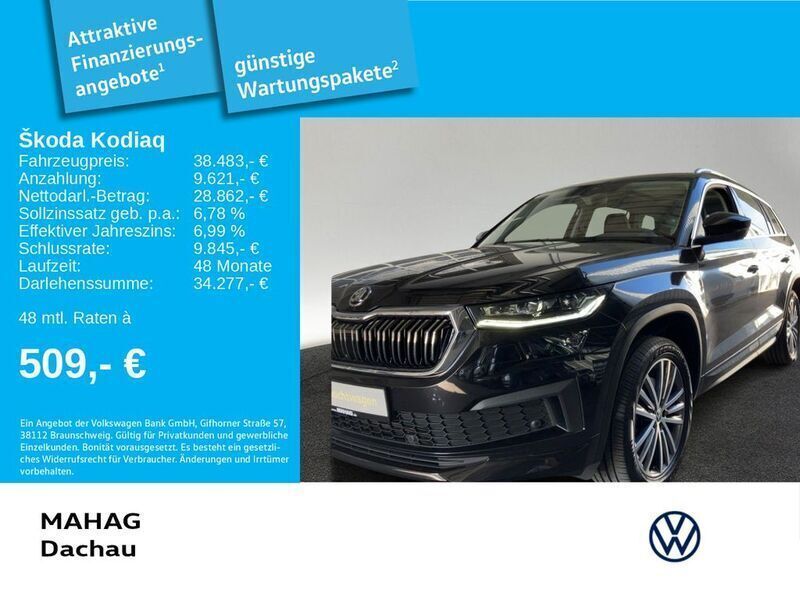 Schwarz Gebraucht 2022 Skoda Kodiaq LAURIN & KLEMENT SUV | 38.483 € (Etwas zu teuer) - Bild 1/3