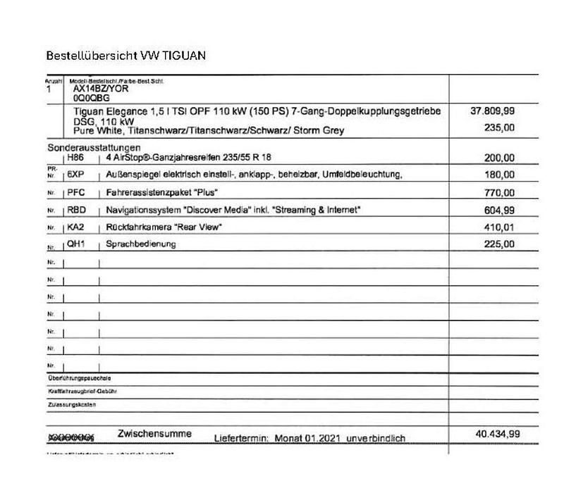 Gebraucht VW Tiguan Elegance 150 PS (110 kW) 2020 Weiß SUV